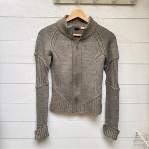 Billabong Ribbed Zip Mock Neck Sweater – Y2K 90s Fitted Knit (Size S)